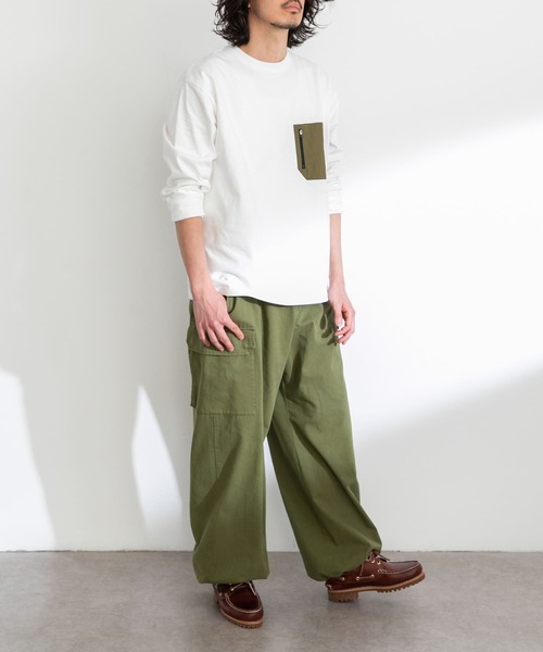 セール】ナイロンポケット切替ロングスリーブTシャツ（Tシャツ