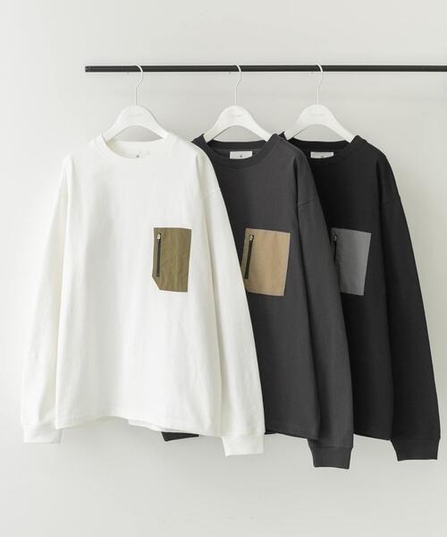 URBAN RESEARCH Sonny Label(アーバンリサーチサニーレーベル)の「ナイロンポケット切替ロングスリーブTEE(Tシャツ/カットソー・メンズ・チャコールグレー/ブラック/ホワイト・MEDIUM/LARGE/X-LARGE)」の10枚目の写真