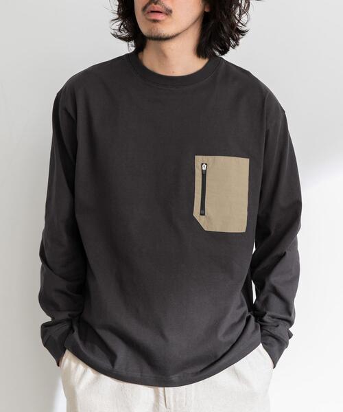 URBAN RESEARCH Sonny Label(アーバンリサーチサニーレーベル)の「ナイロンポケット切替ロングスリーブTEE(Tシャツ/カットソー・メンズ・チャコールグレー/ブラック/ホワイト・MEDIUM/LARGE/X-LARGE)」の20枚目の写真