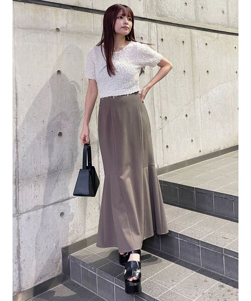 MURUA（ムルーア）の「テープヤーンハーフスリーブニット（ニット/セーター・レディース・ブラック/アイボリー/ブルー・FREE）」の22枚目の写真