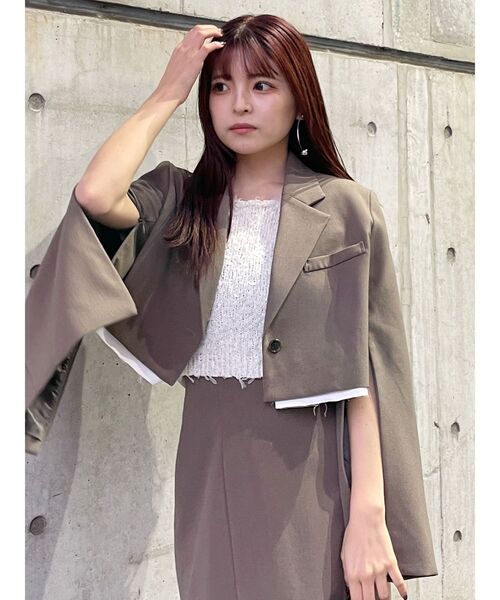 MURUA（ムルーア）の「テープヤーンハーフスリーブニット（ニット/セーター・レディース・ブラック/アイボリー/ブルー・FREE）」の20枚目の写真