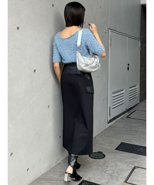 MURUA（ムルーア）の「テープヤーンハーフスリーブニット（ニット/セーター・レディース・ブラック/アイボリー/ブルー・FREE）」の15枚目の写真