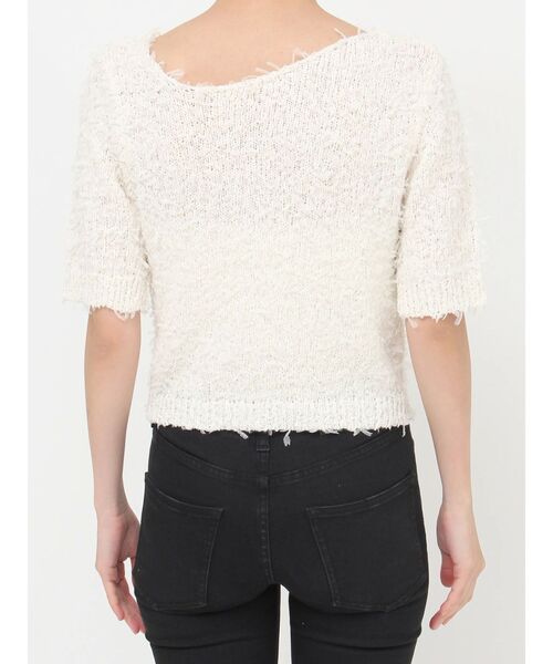 MURUA（ムルーア）の「テープヤーンハーフスリーブニット（ニット/セーター・レディース・ブラック/アイボリー/ブルー・FREE）」の12枚目の写真