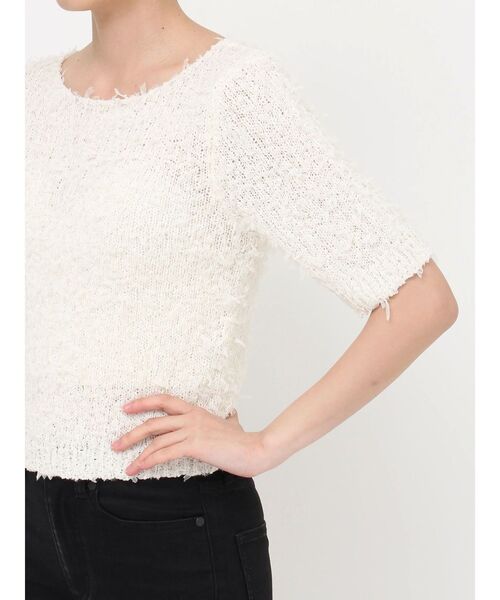 MURUA（ムルーア）の「テープヤーンハーフスリーブニット（ニット/セーター・レディース・ブラック/アイボリー/ブルー・FREE）」の10枚目の写真