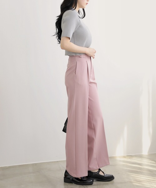 nouvellemoi(ヌーベルモイ)の「サイドベルトストレートパンツ(その他パンツ・レディース・ブラック/ピンク・S/PS/M)」の4枚目の写真