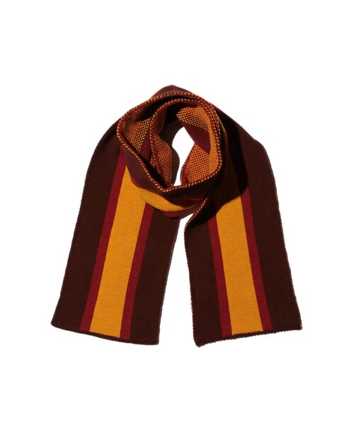 BEAMS PLUS（ビームスプラス）の「School Scarf Jacquard Stripe（マフラー・メンズ・ネイビー/ホワイト/ブラウン/ブラック・ONE SIZE）」の3枚目の写真