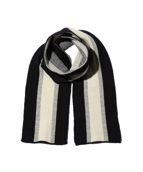 BEAMS PLUS（ビームスプラス）の「School Scarf Jacquard Stripe（マフラー・メンズ・ネイビー/ホワイト/ブラウン/ブラック・ONE SIZE）」の2枚目の写真