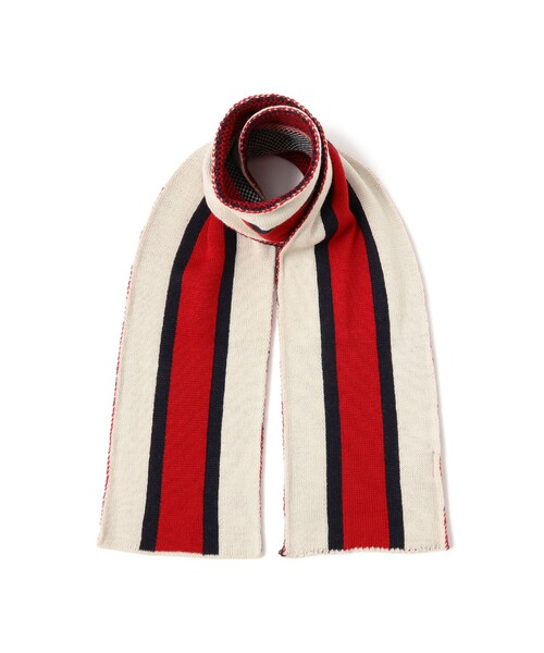 BEAMS PLUS（ビームスプラス）の「School Scarf Jacquard Stripe（マフラー・メンズ・ネイビー/ホワイト/ブラウン/ブラック・ONE SIZE）」の5枚目の写真