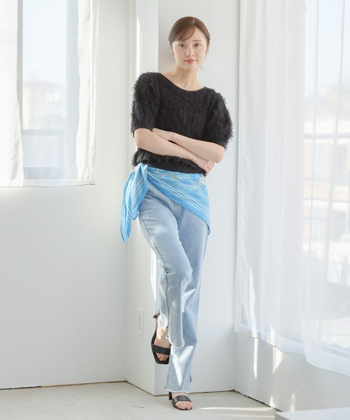 Andemiu(アンデミュウ)の「ラメフリンジニット329246(ニット/セーター・レディース・アイボリー/ブラック/ブルー・FREE)」の21枚目の写真