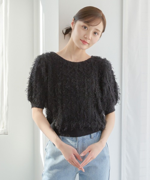 Andemiu(アンデミュウ)の「ラメフリンジニット329246(ニット/セーター・レディース・アイボリー/ブラック/ブルー・FREE)」の20枚目の写真