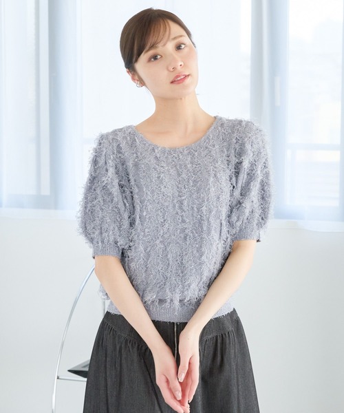 Andemiu(アンデミュウ)の「ラメフリンジニット329246(ニット/セーター・レディース・アイボリー/ブラック/ブルー・FREE)」の18枚目の写真
