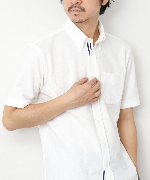 NOLLEY’S(ノーリーズ)の「《ビジカジ対応》吸水速乾 360°ストレッチ トリコットST テープBD 25SS(シャツ/ブラウス・メンズ・ホワイト/ブルー系その他/ネイビー/ブルー・S/M/L/XL/XXL)」の5枚目の写真