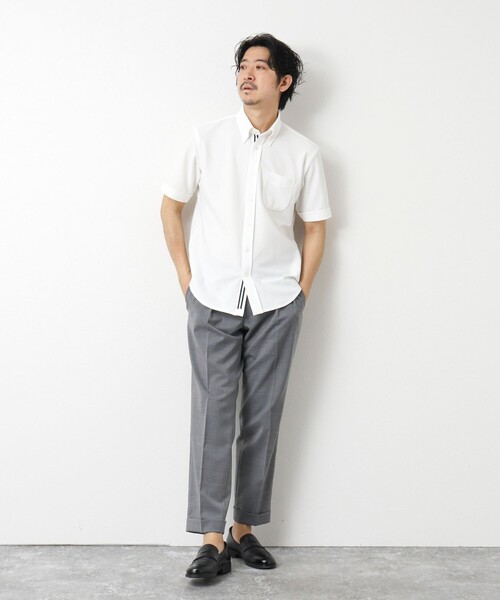NOLLEY’S(ノーリーズ)の「《ビジカジ対応》吸水速乾 360°ストレッチ トリコットST テープBD 25SS(シャツ/ブラウス・メンズ・ホワイト/ブルー系その他/ネイビー/ブルー・S/M/L/XL/XXL)」の15枚目の写真