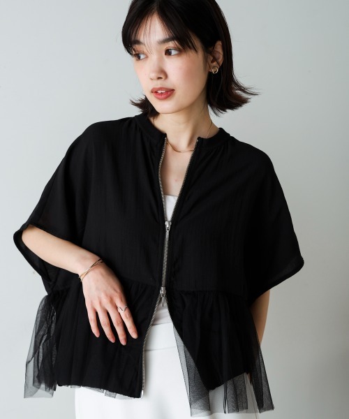 Bou Jeloud（ブージュルード）の「チュールドッキングジャケット（その他アウター・レディース・ブラック/ホワイト系その他・FREE）」の2枚目の写真