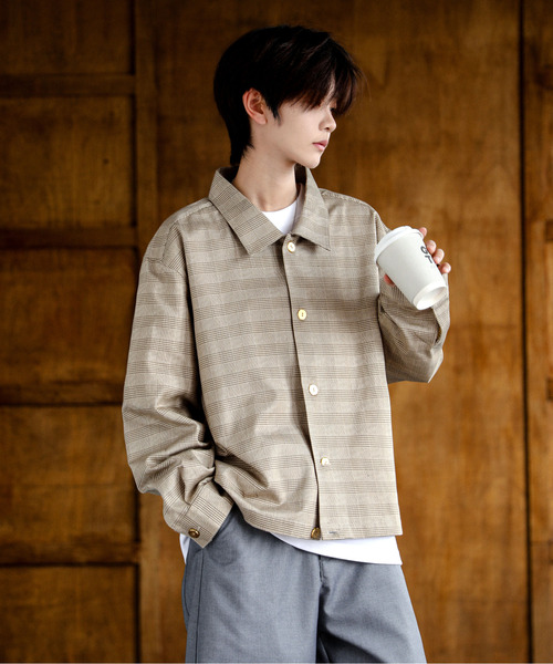 neos(ネオス)の「【neos】ルーズシルエット チェック&千鳥 総柄 ショート 短丈 シャツ ジャケット(シャツ/ブラウス・メンズ・ブラック系/ベージュ系/ホワイト系/グレー系・MEDIUM/LARGE)」の11枚目の写真