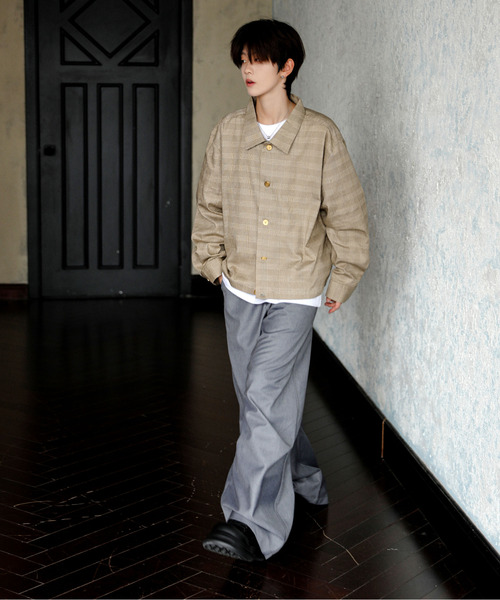 neos(ネオス)の「【neos】ルーズシルエット チェック&千鳥 総柄 ショート 短丈 シャツ ジャケット(シャツ/ブラウス・メンズ・ブラック系/ベージュ系/ホワイト系/グレー系・MEDIUM/LARGE)」の12枚目の写真