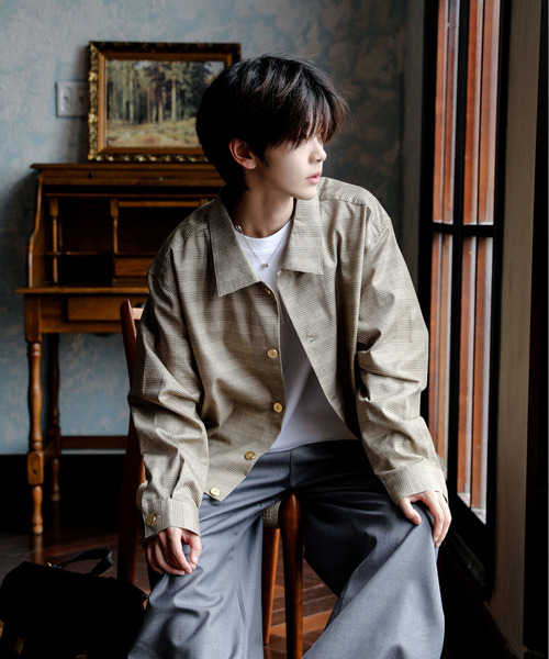 neos(ネオス)の「【neos】ルーズシルエット チェック&千鳥 総柄 ショート 短丈 シャツ ジャケット(シャツ/ブラウス・メンズ・ブラック系/ベージュ系/ホワイト系/グレー系・MEDIUM/LARGE)」の13枚目の写真