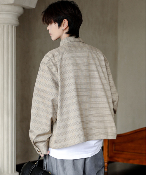 neos(ネオス)の「【neos】ルーズシルエット チェック&千鳥 総柄 ショート 短丈 シャツ ジャケット(シャツ/ブラウス・メンズ・ブラック系/ベージュ系/ホワイト系/グレー系・MEDIUM/LARGE)」の14枚目の写真