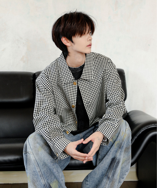 neos(ネオス)の「【neos】ルーズシルエット チェック&千鳥 総柄 ショート 短丈 シャツ ジャケット(シャツ/ブラウス・メンズ・ブラック系/ベージュ系/ホワイト系/グレー系・MEDIUM/LARGE)」の18枚目の写真
