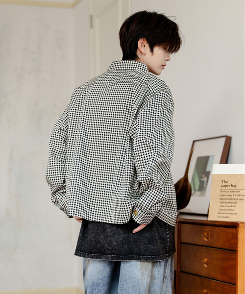 neos(ネオス)の「【neos】ルーズシルエット チェック&千鳥 総柄 ショート 短丈 シャツ ジャケット(シャツ/ブラウス・メンズ・ブラック系/ベージュ系/ホワイト系/グレー系・MEDIUM/LARGE)」の19枚目の写真