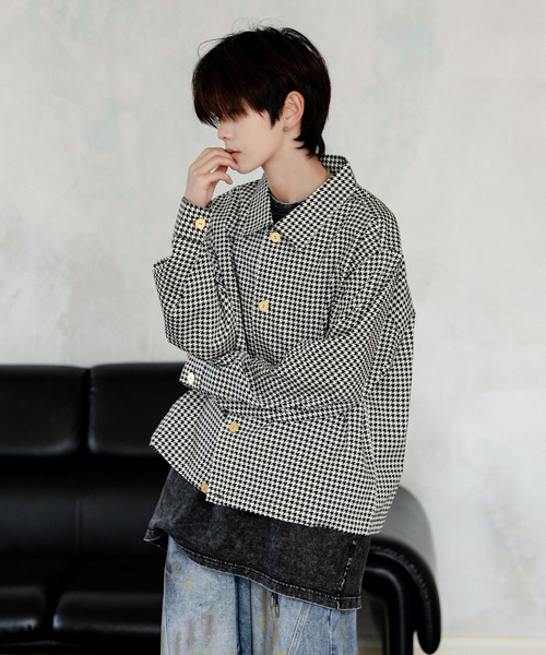 neos(ネオス)の「【neos】ルーズシルエット チェック&千鳥 総柄 ショート 短丈 シャツ ジャケット(シャツ/ブラウス・メンズ・ブラック系/ベージュ系/ホワイト系/グレー系・MEDIUM/LARGE)」の20枚目の写真