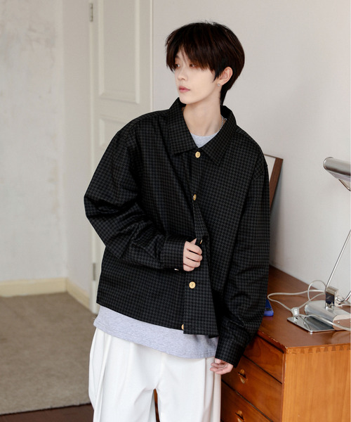 neos(ネオス)の「【neos】ルーズシルエット チェック&千鳥 総柄 ショート 短丈 シャツ ジャケット(シャツ/ブラウス・メンズ・ブラック系/ベージュ系/ホワイト系/グレー系・MEDIUM/LARGE)」の21枚目の写真