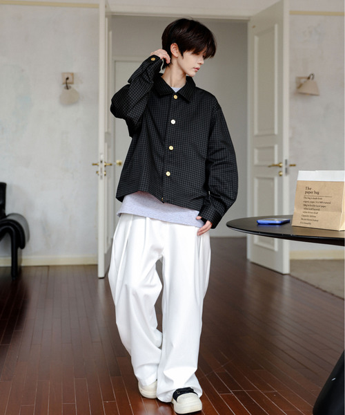 neos(ネオス)の「【neos】ルーズシルエット チェック&千鳥 総柄 ショート 短丈 シャツ ジャケット(シャツ/ブラウス・メンズ・ブラック系/ベージュ系/ホワイト系/グレー系・MEDIUM/LARGE)」の22枚目の写真