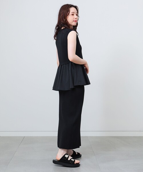 BEAMS HEART(ビームスハート)の「異素材ペプラムニットトップス&スカート セットアップ(セットアイテム)(ワンピース・レディース・ブラック/ブラウン/ネイビー・FREE)」の5枚目の写真