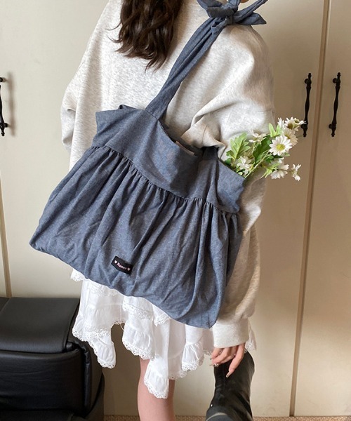 mebole(メボレ)の「プリーツリボントート(トートバッグ・レディース・ホワイト/ドット/ブルー・FREE)」の20枚目の写真