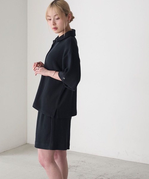 AMERIA ANDERSON(アメリアアンダーソン)の「【AMERIA ANDERSON】waffle fabric set-up / ワッフル地 ワンポイントロゴ刺繍 ハーフスリーブ&ショートパンツ セットアップ(ルームウェア/パジャマ・レディース・ライトグリーン/ダークネイビー/ライトブラウン・L/M)」の16枚目の写真