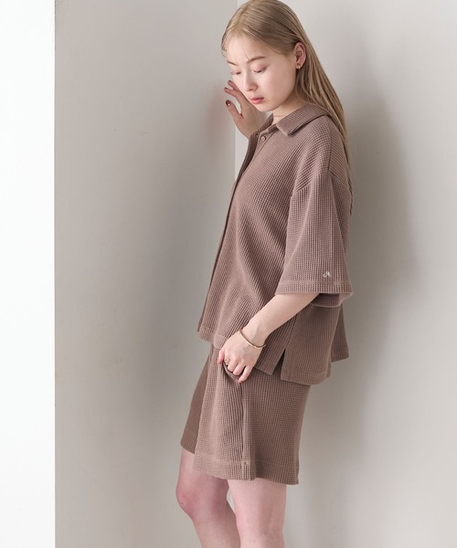 AMERIA ANDERSON(アメリアアンダーソン)の「【AMERIA ANDERSON】waffle fabric set-up / ワッフル地 ワンポイントロゴ刺繍 ハーフスリーブ&ショートパンツ セットアップ(ルームウェア/パジャマ・レディース・ライトグリーン/ダークネイビー/ライトブラウン・L/M)」の20枚目の写真