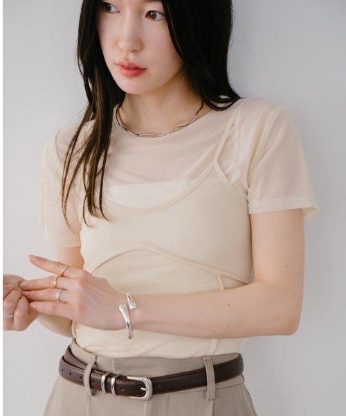 tシャツ Ｔシャツ×チュールキャミセット レディース Chico tシャツ マルチウェイチュールキャミセットT レディース