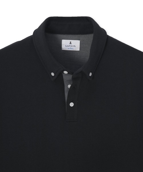 LANVIN en Bleu(ランバンオンブルー)の「速乾・防シワ 「COOLFIBER」 台衿付 ボタンダウン ビジカジ対応 綺麗目ポロシャツ(ポロシャツ・メンズ・ネイビー/ホワイト/ブラック/ブルー・46/48/50/52)」の21枚目の写真