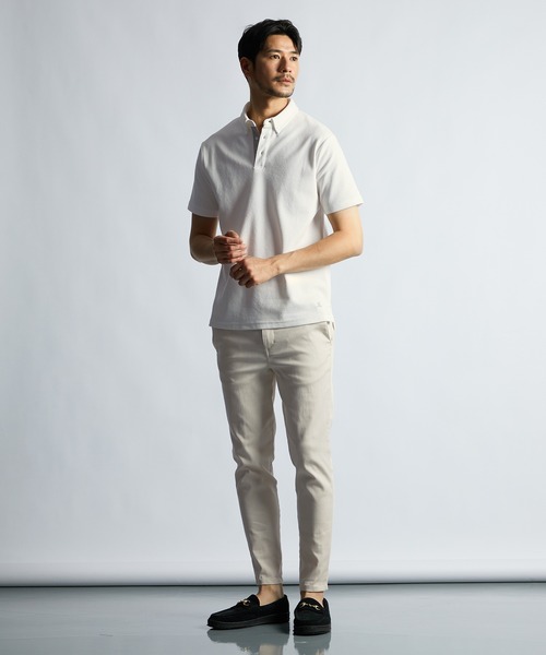 LANVIN en Bleu(ランバンオンブルー)の「速乾・防シワ 「COOLFIBER」 台衿付 ボタンダウン ビジカジ対応 綺麗目ポロシャツ(ポロシャツ・メンズ・ネイビー/ホワイト/ブラック/ブルー・46/48/50/52)」の7枚目の写真