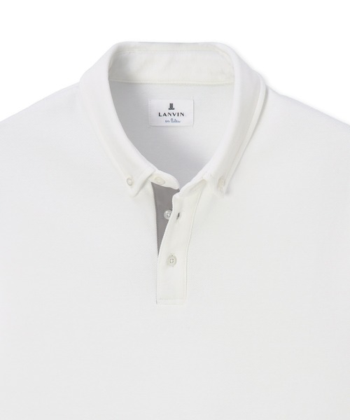 LANVIN en Bleu(ランバンオンブルー)の「速乾・防シワ 「COOLFIBER」 台衿付 ボタンダウン ビジカジ対応 綺麗目ポロシャツ(ポロシャツ・メンズ・ネイビー/ホワイト/ブラック/ブルー・46/48/50/52)」の20枚目の写真