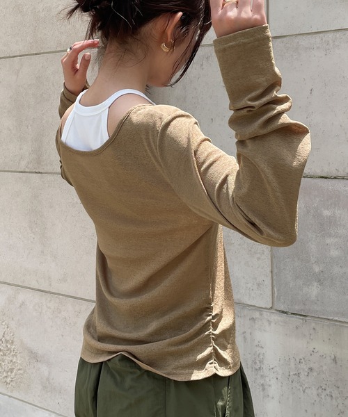 ❗️最終値下げ❗️CLANE ベージュ ホルターネック タンクトップ セール】back design halterneck tank top / バックデザイン