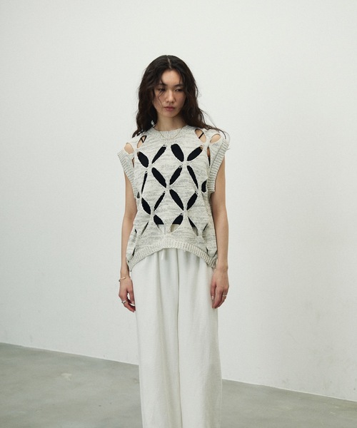 ANN DEMEULEMEESTER 2008AW 花柄ジレ ベスト XS ANN DEMEULEMEESTER 2008AW 花柄ジレ ベスト XS