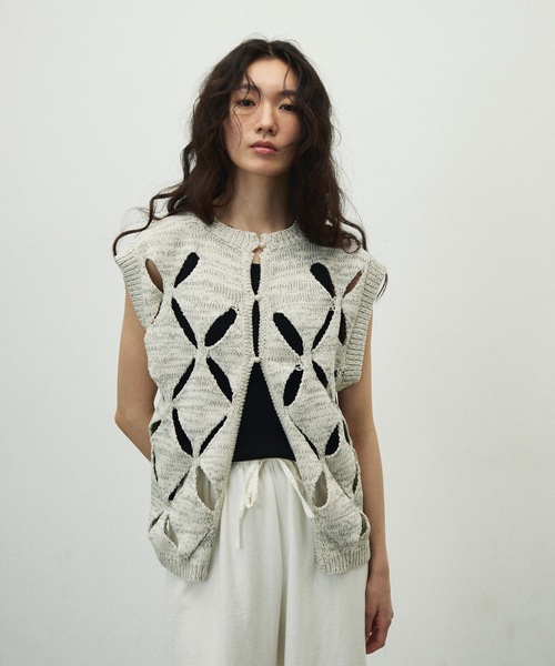 セール】Nuanced Color Flower Pattern Gilet / ニュアンス