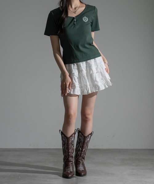 apres jour mignon(アプレジュールミニョン)の「ヘンリーリブTシャツ【ZOZOTOWN限定アイテム】(Tシャツ/カットソー・レディース・ライトブルー/チャコールグレー/ネイビー/ワインレッド/ボルドー/グリーン・フリー/X-LARGE)」の11枚目の写真
