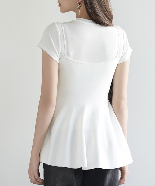 SAISON DE PAPILLON（セゾンドパピヨン）の「フロントボタンぺプラムニットキャミソール【ZOZOTOWN限定アイテム】（キャミソール・レディース・グレー/ブルー/ブラック/ホワイト・フリー）」の6枚目の写真