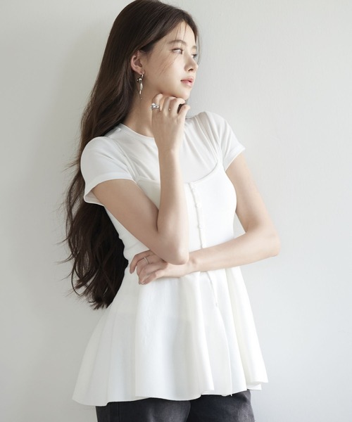 SAISON DE PAPILLON（セゾンドパピヨン）の「フロントボタンぺプラムニットキャミソール【ZOZOTOWN限定アイテム】（キャミソール・レディース・グレー/ブルー/ブラック/ホワイト・フリー）」の8枚目の写真