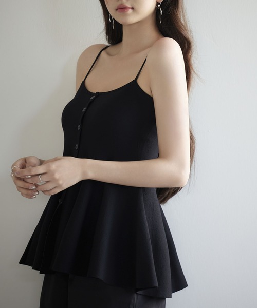 SAISON DE PAPILLON（セゾンドパピヨン）の「フロントボタンぺプラムニットキャミソール【ZOZOTOWN限定アイテム】（キャミソール・レディース・グレー/ブルー/ブラック/ホワイト・フリー）」の15枚目の写真