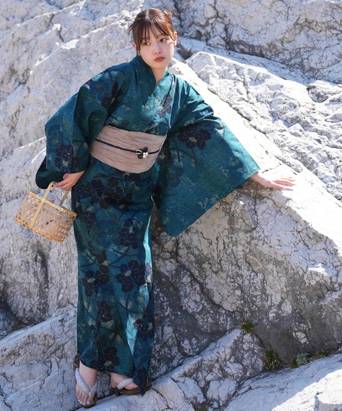 utatane(ウタタネ)の「選べる浴衣3点セット utataneオリジナル 国内染色(浴衣・レディース・ホワイト系1/ホワイト系2/レッド系1/ネイビー系3/ネイビー系4/ネイビー系5/ネイビー系2/ブラック系2/グリーン系1/ネイビー系1/アイボリー系1/ブラック系1/ブラック系3/グレー系1/ブルー系1/ブラック系4/ブラック系5/ネイビー系6/ベージュ系1・FREE)」の11枚目の写真