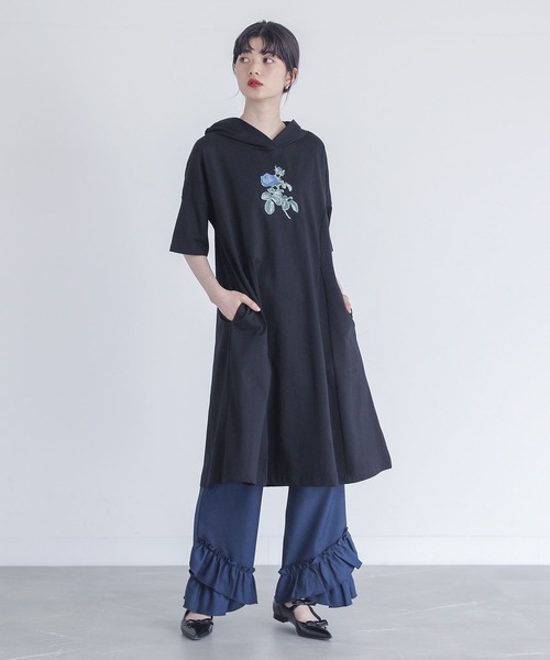 somari imagination(ソマリ イマジネーション)の「【接触冷感】『フラワー刺繍フードワンピース』(ワンピース・レディース・ブラック/ベージュ・2/1)」の16枚目の写真