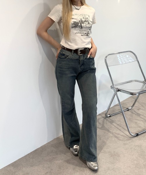 lilful(リルフル)の「サイドギャザー プリント コンパクトピチTシャツ(Tシャツ/カットソー・レディース・ベージュ/ブラック/アイボリー・M/S)」の17枚目の写真