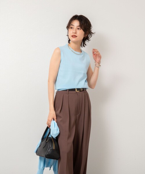 NOLLEY’S Sophi（ノーリーズソフィ）の「《アンサンブル対応/手洗い可能》綿ポリノースリーブプルオーバーニット（ニット/セーター・レディース・オレンジ/サックスブルー/ホワイト/ブラック・38/36）」の11枚目の写真