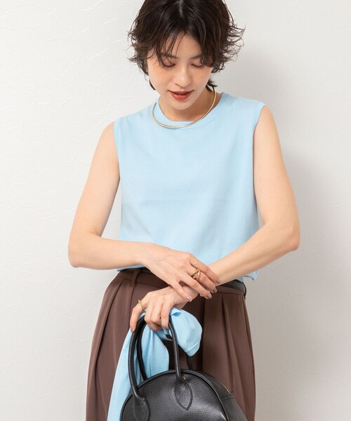 NOLLEY’S Sophi（ノーリーズソフィ）の「《アンサンブル対応/手洗い可能》綿ポリノースリーブプルオーバーニット（ニット/セーター・レディース・オレンジ/サックスブルー/ホワイト/ブラック・38/36）」の12枚目の写真