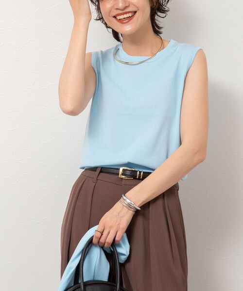 NOLLEY’S Sophi（ノーリーズソフィ）の「《アンサンブル対応/手洗い可能》綿ポリノースリーブプルオーバーニット（ニット/セーター・レディース・オレンジ/サックスブルー/ホワイト/ブラック・38/36）」の14枚目の写真