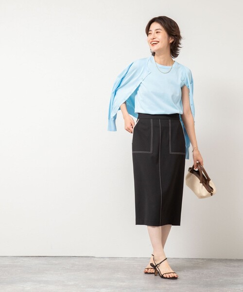 NOLLEY’S Sophi（ノーリーズソフィ）の「《アンサンブル対応/手洗い可能》綿ポリノースリーブプルオーバーニット（ニット/セーター・レディース・オレンジ/サックスブルー/ホワイト/ブラック・38/36）」の15枚目の写真