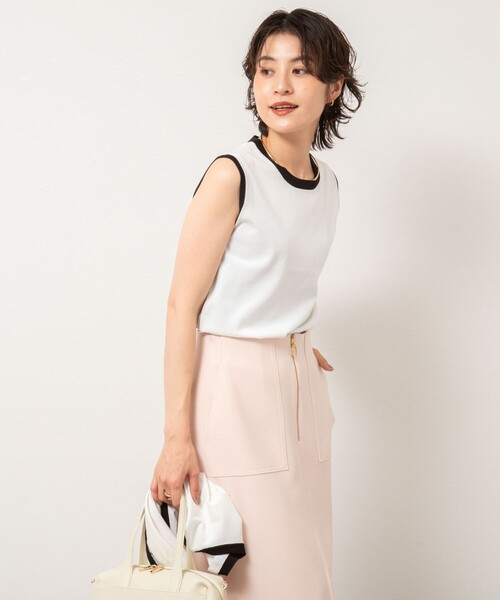 NOLLEY’S Sophi（ノーリーズソフィ）の「《アンサンブル対応/手洗い可能》綿ポリノースリーブプルオーバーニット（ニット/セーター・レディース・オレンジ/サックスブルー/ホワイト/ブラック・38/36）」の19枚目の写真